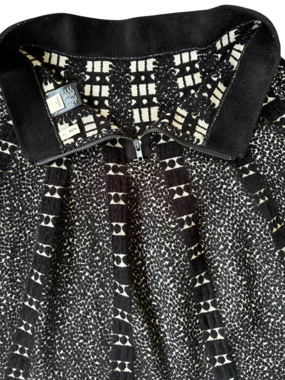 EUC Anthropologie MOTH Jacquard Knit Granite Skater Skirt Black Cream Medium